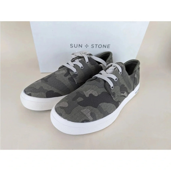 NIB Men's Sun + Stone Kiva Lace-up Sneakers. Size 10M. Camo - Picture 12 of 14